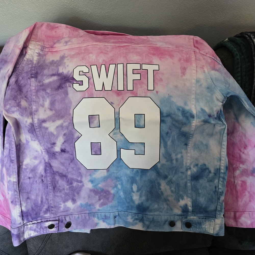 Tie-Dye Jean Jacket with Swift 89 Design